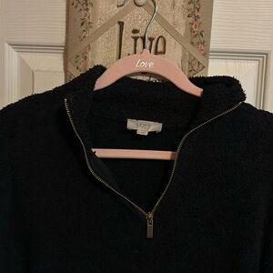 Loft outlet Fleece pullover with pretty gold zipper.